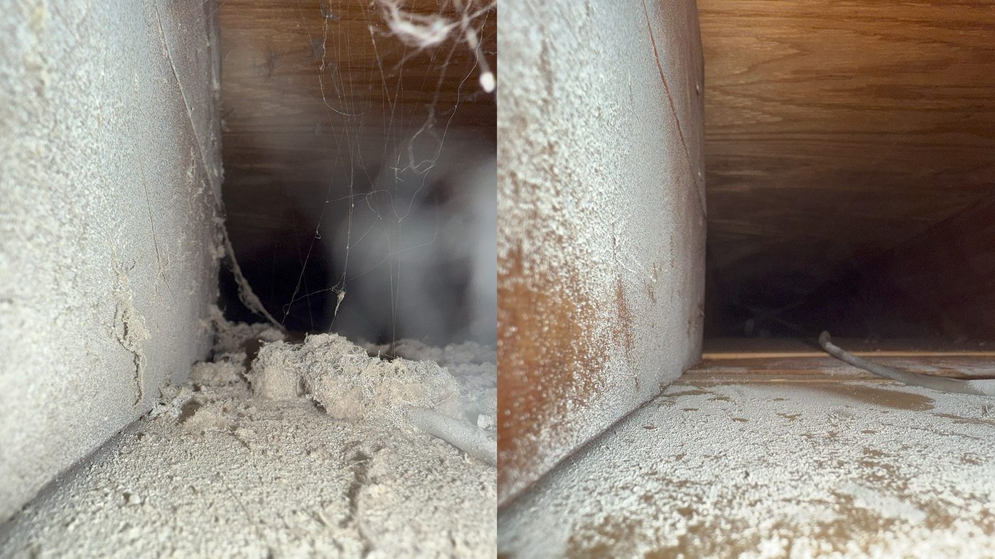 Round supply takeoff before and after cleaning, spray foam and construction debris removed